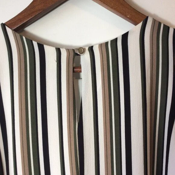 J Roberts Cold Shoulder Dress With Short Sleeves & Pin Stripes Size S - Picture 7 of 9